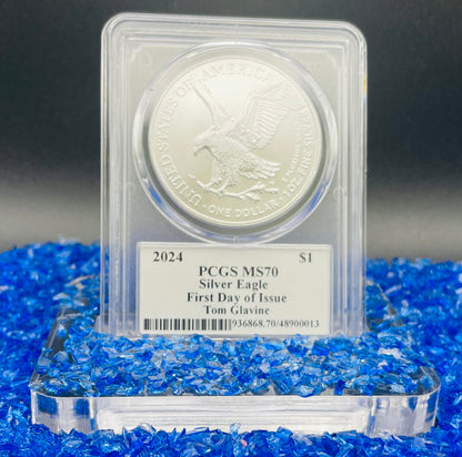 2024 $1 American Silver Eagle PCGS MS70 FDOI Legends of Life MLB Hall of Fame Tom Glavin Signed Label Mint Condition(Rare 1 of 15)