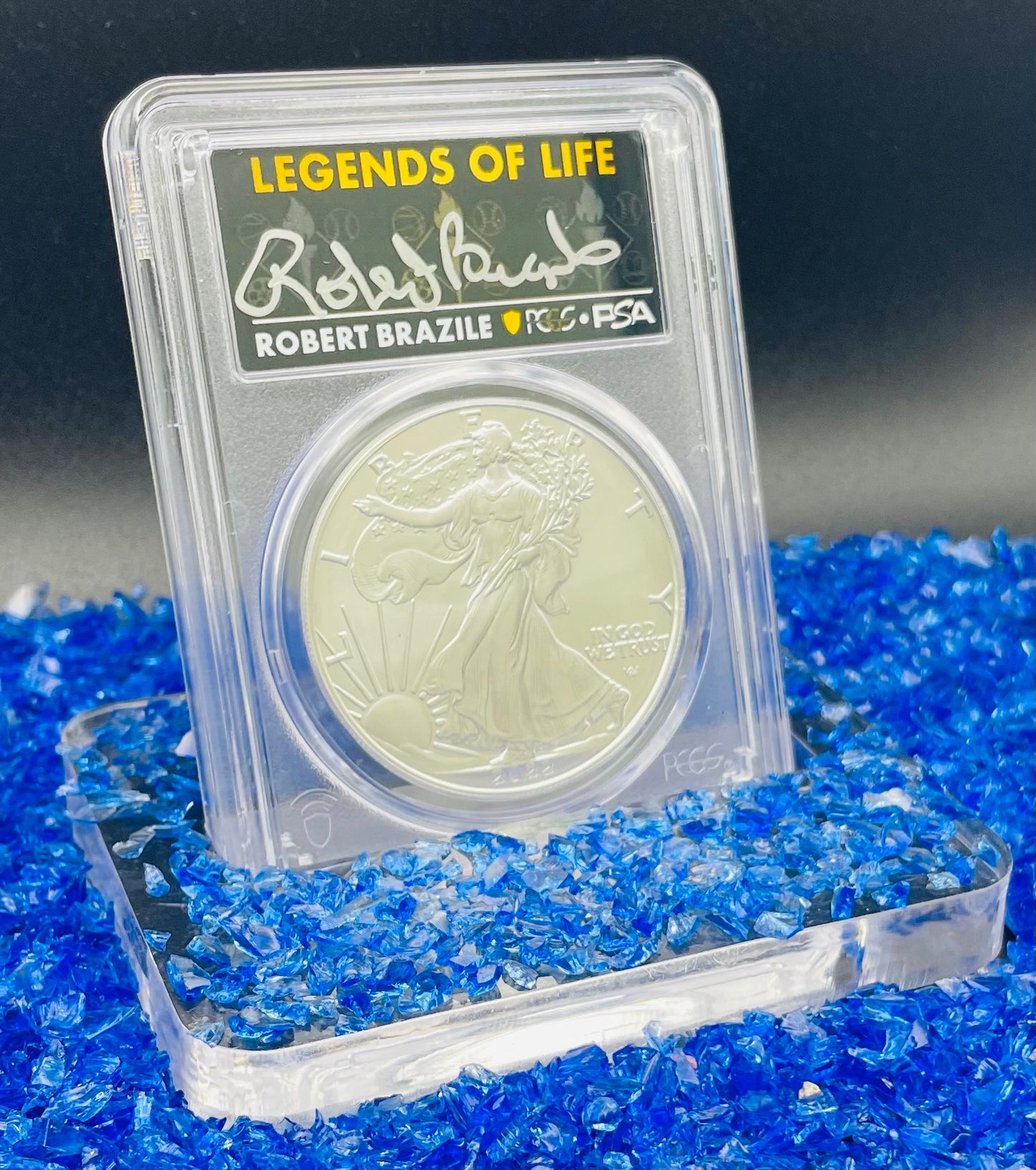 2022 $1 American Silver Eagle PCGS MS70 First Strike Legends of Life NFL Hall of Fame Robert Brazile Signed Label Mint Condition (1 of 100)