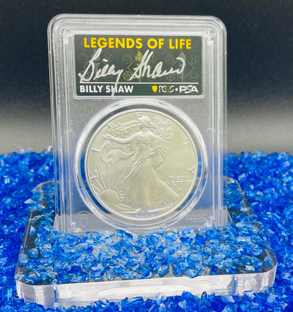 2022 $1 American Silver Eagle PCGS MS70 First Strike Legends of Life NFL Hall of Fame Billy Shaw Signed Label Mint Condition (1 of 61)