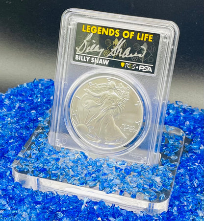 2022 $1 American Silver Eagle PCGS MS70 First Strike Legends of Life NFL Hall of Fame Billy Shaw Signed Label Mint Condition (1 of 61)