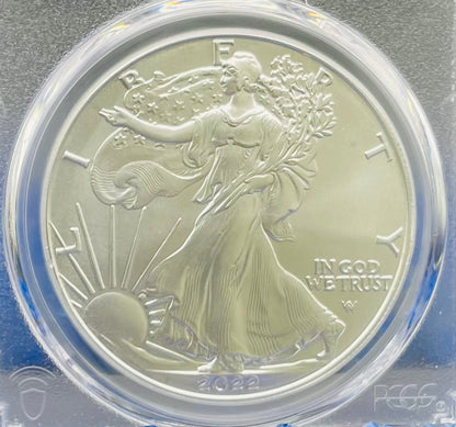 2022 $1 American Silver Eagle PCGS MS70 FDOI NBA NMBHOF Private Collection George Gervin Signed Label Blue Marker Mint Condition (Rare 1 of 91)