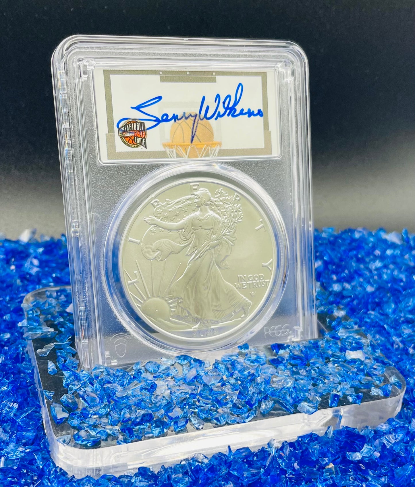 2022 $1 American Silver Eagle PCGS MS70 FDOI NBA NMBHOF Private Collection Lenny Wilkens Signed Label Blue Marker Mint Condition (Rare 1 of 36)