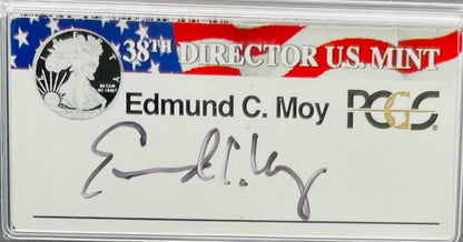 Burnished 2016 (W) $1 American Silver Eagle PCGS SP70 First Strike Edmund C Moy Signed Label Mint Condition (1 of 1,114)