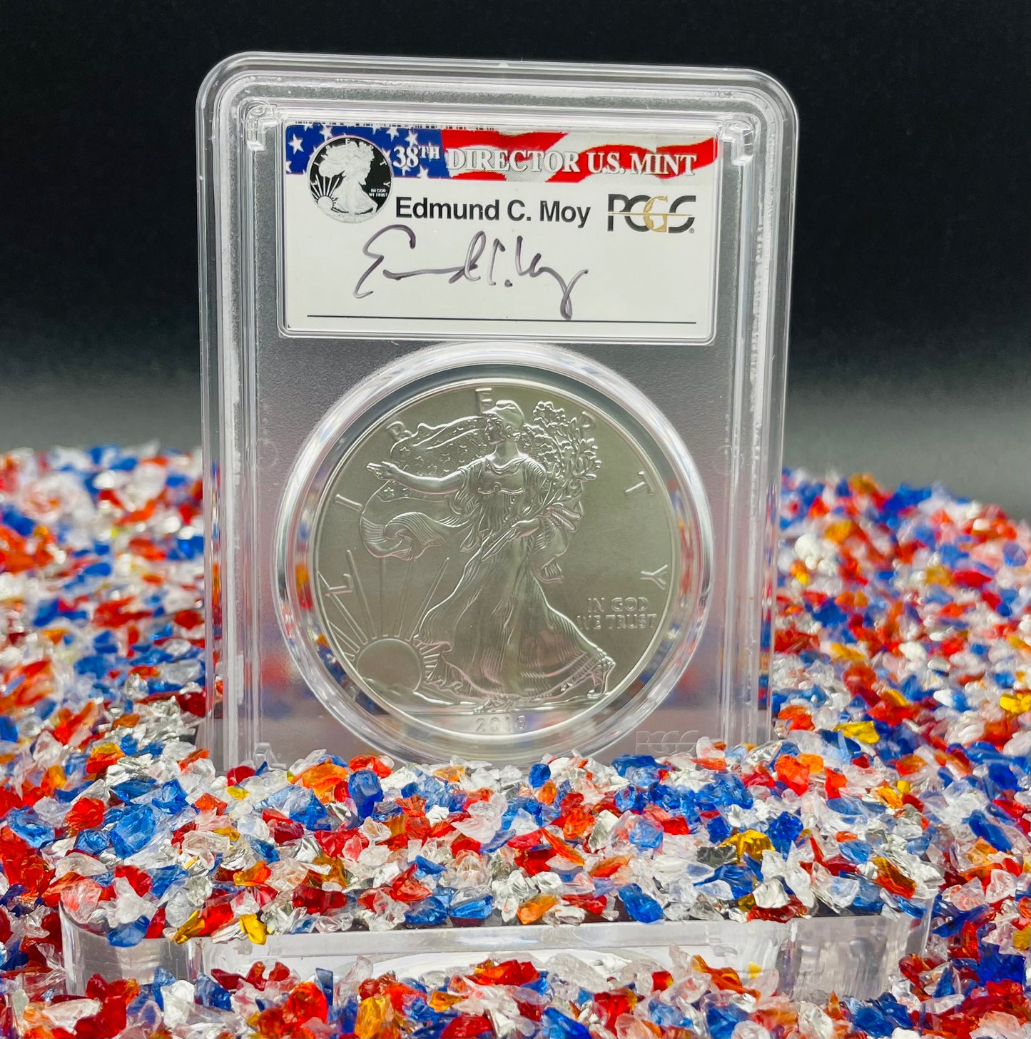 Burnished 2016 (W) $1 American Silver Eagle PCGS SP70 First Strike Edmund C Moy Signed Label Mint Condition (1 of 1,114)