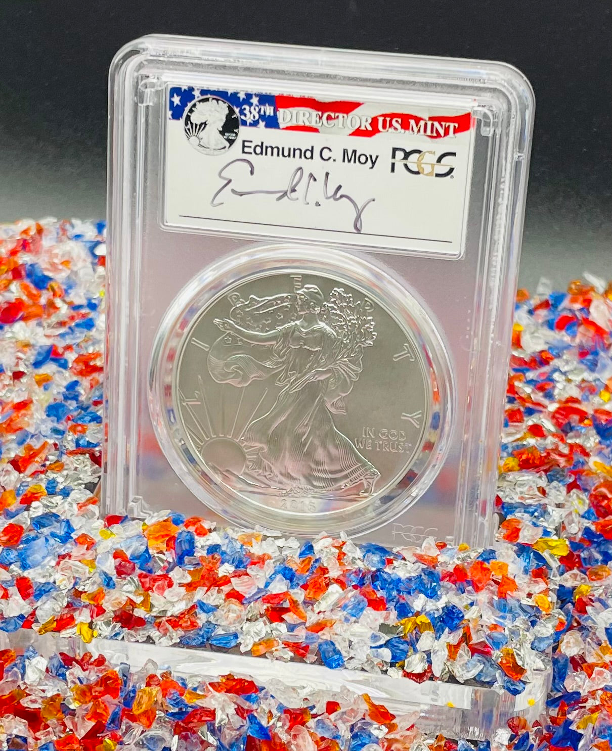 Burnished 2016 (W) $1 American Silver Eagle PCGS SP70 First Strike Edmund C Moy Signed Label Mint Condition (1 of 1,114)