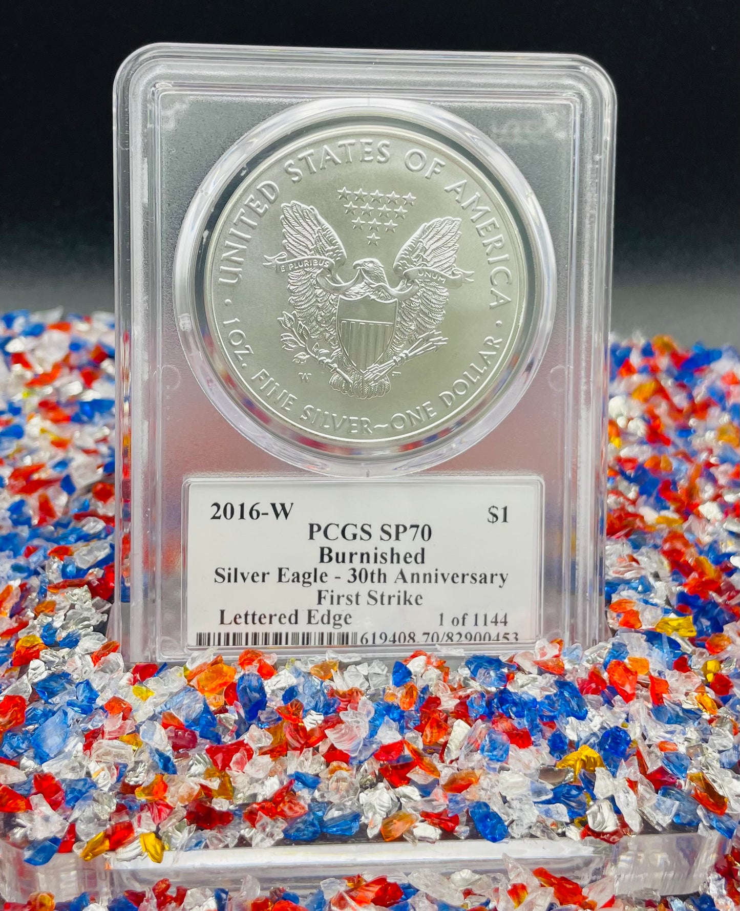 Burnished 2016 (W) $1 American Silver Eagle PCGS SP70 First Strike Edmund C Moy Signed Label Mint Condition (1 of 1,114)