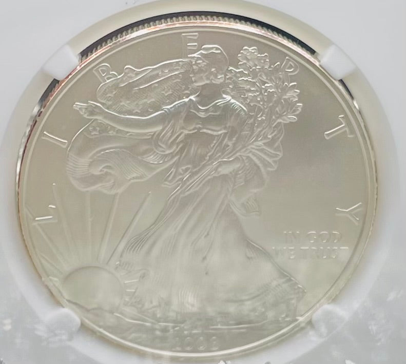 Burnished 2008 $1 (W) American Silver Eagle NGC MS70 Brown Label Mint Condition
