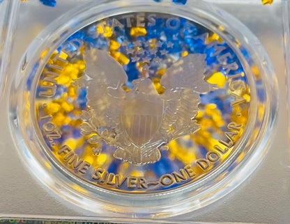 Proof 2018 (W) $1 American Silver Eagle PCGS PR70DCAM FDOI Gold Foil Label (1 of 2,018)