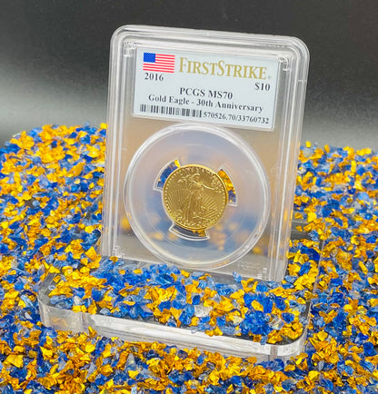 2016 $10 American Gold Eagle PCGS MS70 First Strike Flag Label (Rare 1 of 1,297)