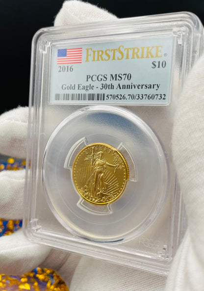 2016 $10 American Gold Eagle PCGS MS70 First Strike Flag Label (Rare 1 of 1,297)