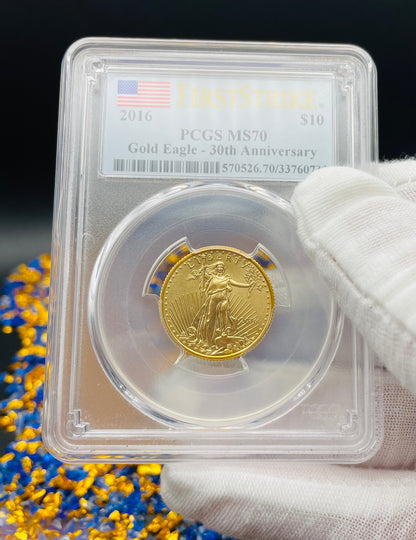 2016 $10 American Gold Eagle PCGS MS70 First Strike Flag Label (Rare 1 of 1,297)