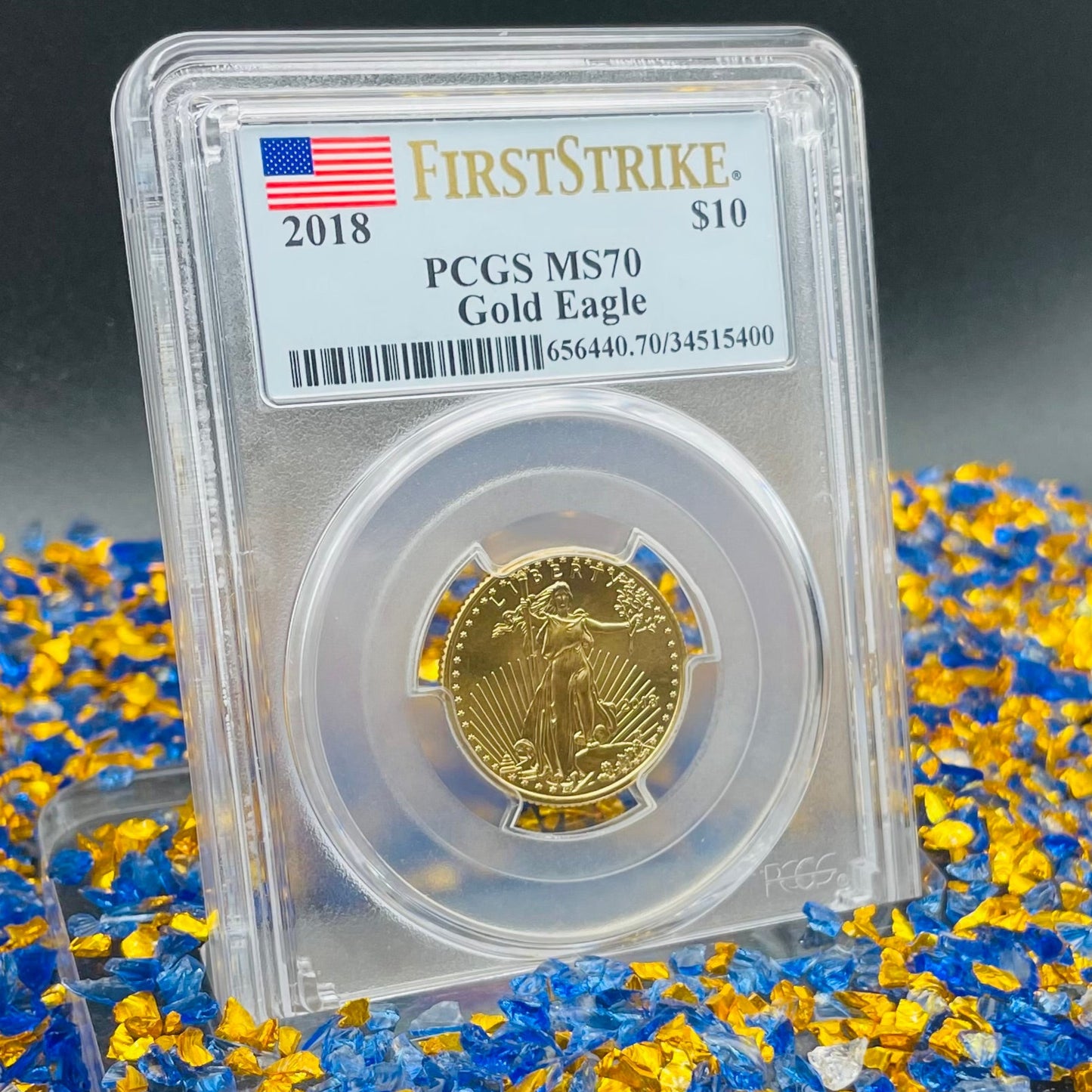 2018 $10 American Gold Eagle PCGS MS70 First Strike Flag Label (Rare 1 of 1,780)