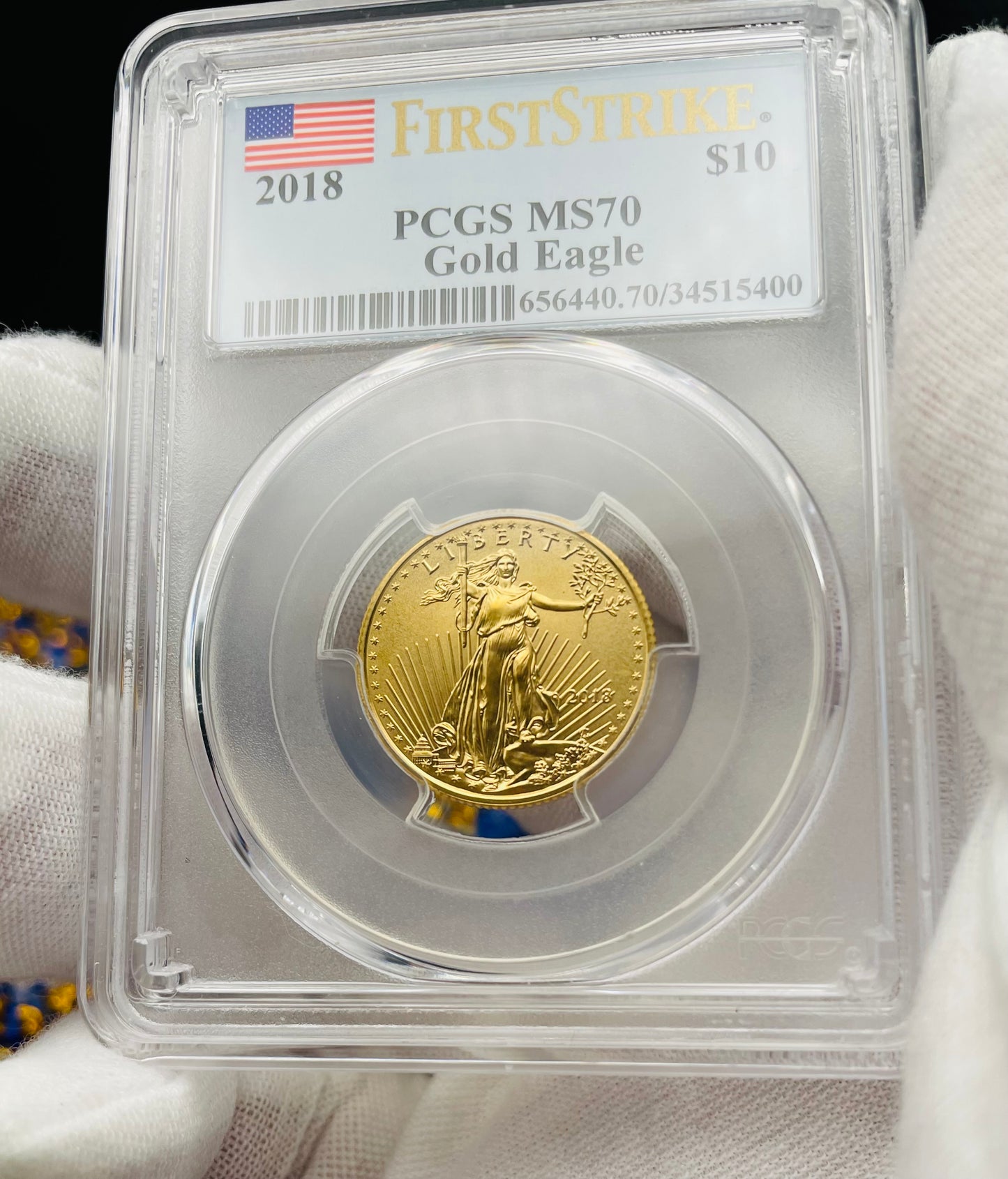2018 $10 American Gold Eagle PCGS MS70 First Strike Flag Label (Rare 1 of 1,780)
