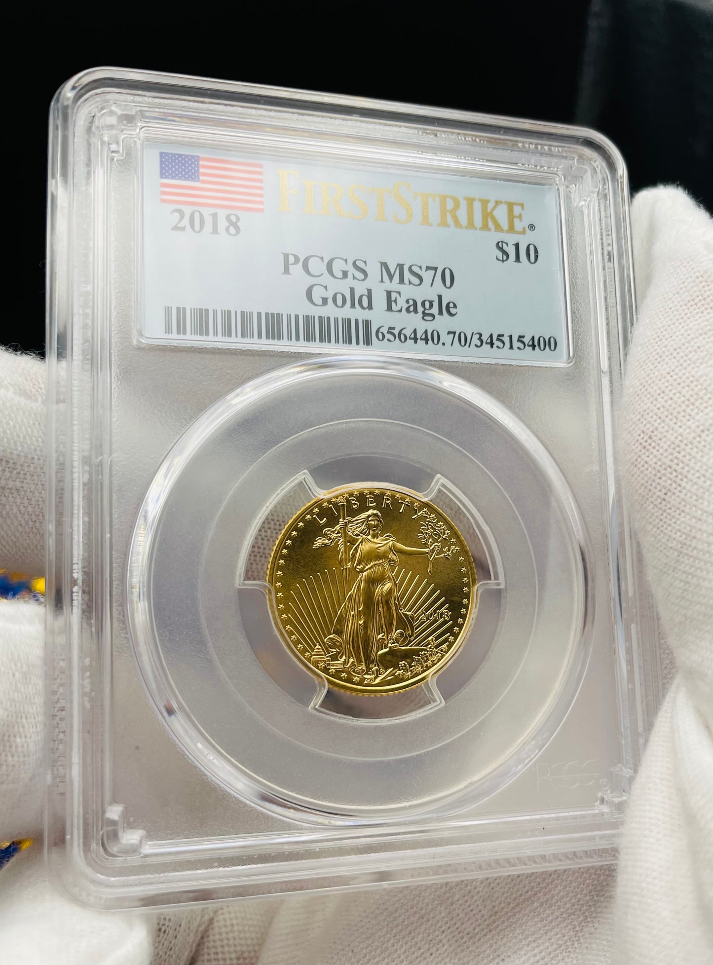 2018 $10 American Gold Eagle PCGS MS70 First Strike Flag Label (Rare 1 of 1,780)