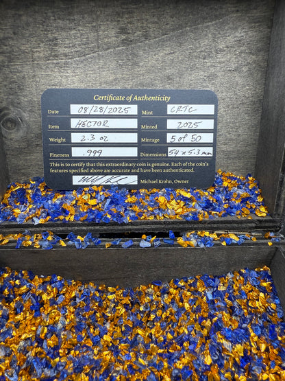 'Plundering Pirate Hector' Hand Crafted 2.3 Troy Ounce .999 Fine Silver Round Antique Finish Includes Treasure Chest, Capsule & COA Mint Condition Limited Edition (1 of 50)