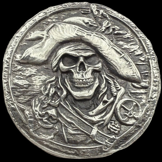 'Plundering Pirate Hector' Hand Crafted 2.3 Troy Ounce .999 Fine Silver Round Antique Finish Includes Treasure Chest, Capsule & COA Mint Condition Limited Edition (1 of 50)