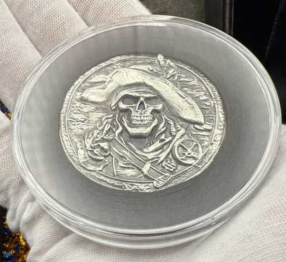 'Plundering Pirate Hector' Hand Crafted 2.3 Troy Ounce .999 Fine Silver Round Antique Finish Includes Treasure Chest, Capsule & COA Mint Condition Limited Edition (1 of 50)
