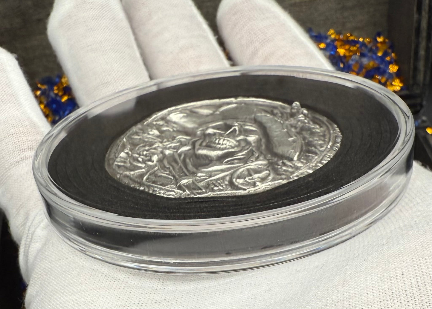 'Plundering Pirate Hector' Hand Crafted 2.3 Troy Ounce .999 Fine Silver Round Antique Finish Includes Treasure Chest, Capsule & COA Mint Condition Limited Edition (1 of 50)