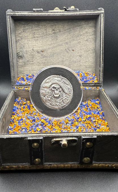 'Plundering Pirate Hector' Hand Crafted 2.3 Troy Ounce .999 Fine Silver Round Antique Finish Includes Treasure Chest, Capsule & COA Mint Condition Limited Edition (1 of 50)