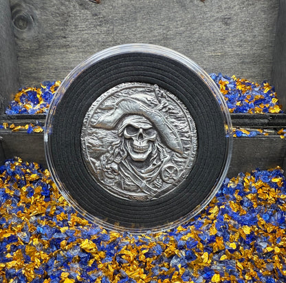 'Plundering Pirate Hector' Hand Crafted 2.3 Troy Ounce .999 Fine Silver Round Antique Finish Includes Treasure Chest, Capsule & COA Mint Condition Limited Edition (1 of 50)