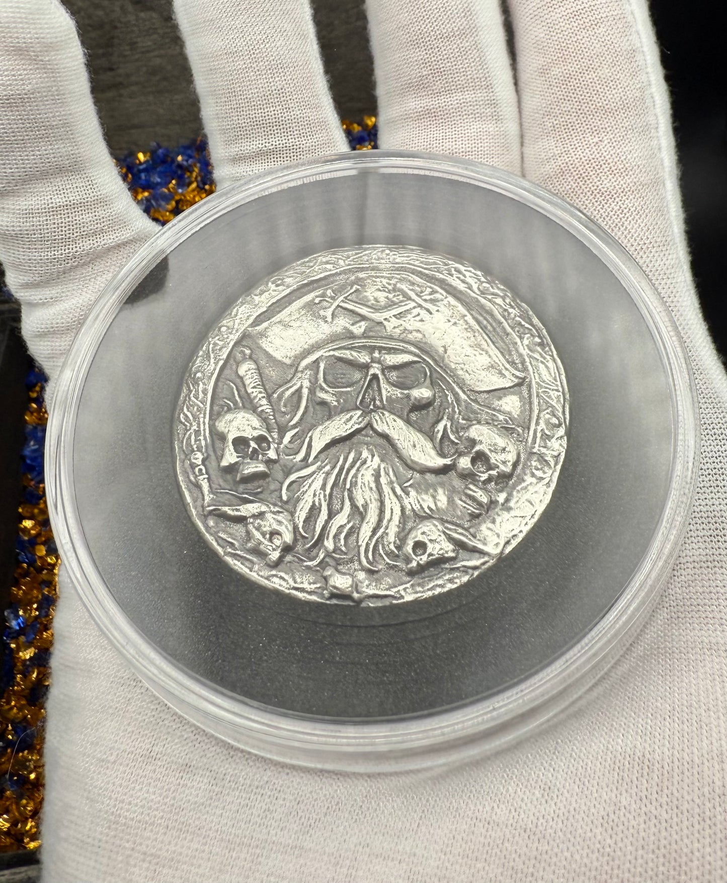 Pirate Deck Boss The Dead Bosun 2025 1.8 Troy Ounce .999 Fine Silver Round Hand Crafted Includes Wood Treasure Chest, Capsule & COA Mint Condition Limited Edition (1 of 25)