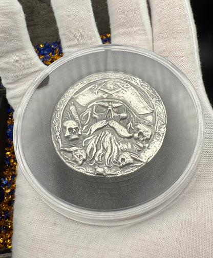 Pirate Deck Boss The Dead Bosun 2025 1.8 Troy Ounce .999 Fine Silver Round Hand Crafted Includes Wood Treasure Chest, Capsule & COA Mint Condition Limited Edition (1 of 25)