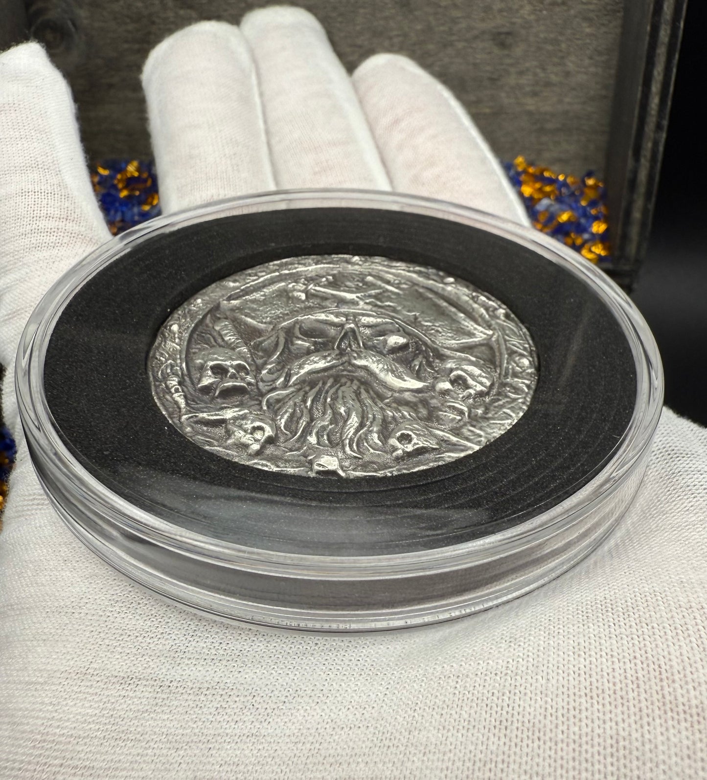 Pirate Deck Boss The Dead Bosun 2025 1.8 Troy Ounce .999 Fine Silver Round Hand Crafted Includes Wood Treasure Chest, Capsule & COA Mint Condition Limited Edition (1 of 25)