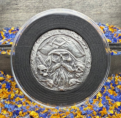 Pirate Deck Boss The Dead Bosun 2025 1.8 Troy Ounce .999 Fine Silver Round Hand Crafted Includes Wood Treasure Chest, Capsule & COA Mint Condition Limited Edition (1 of 25)