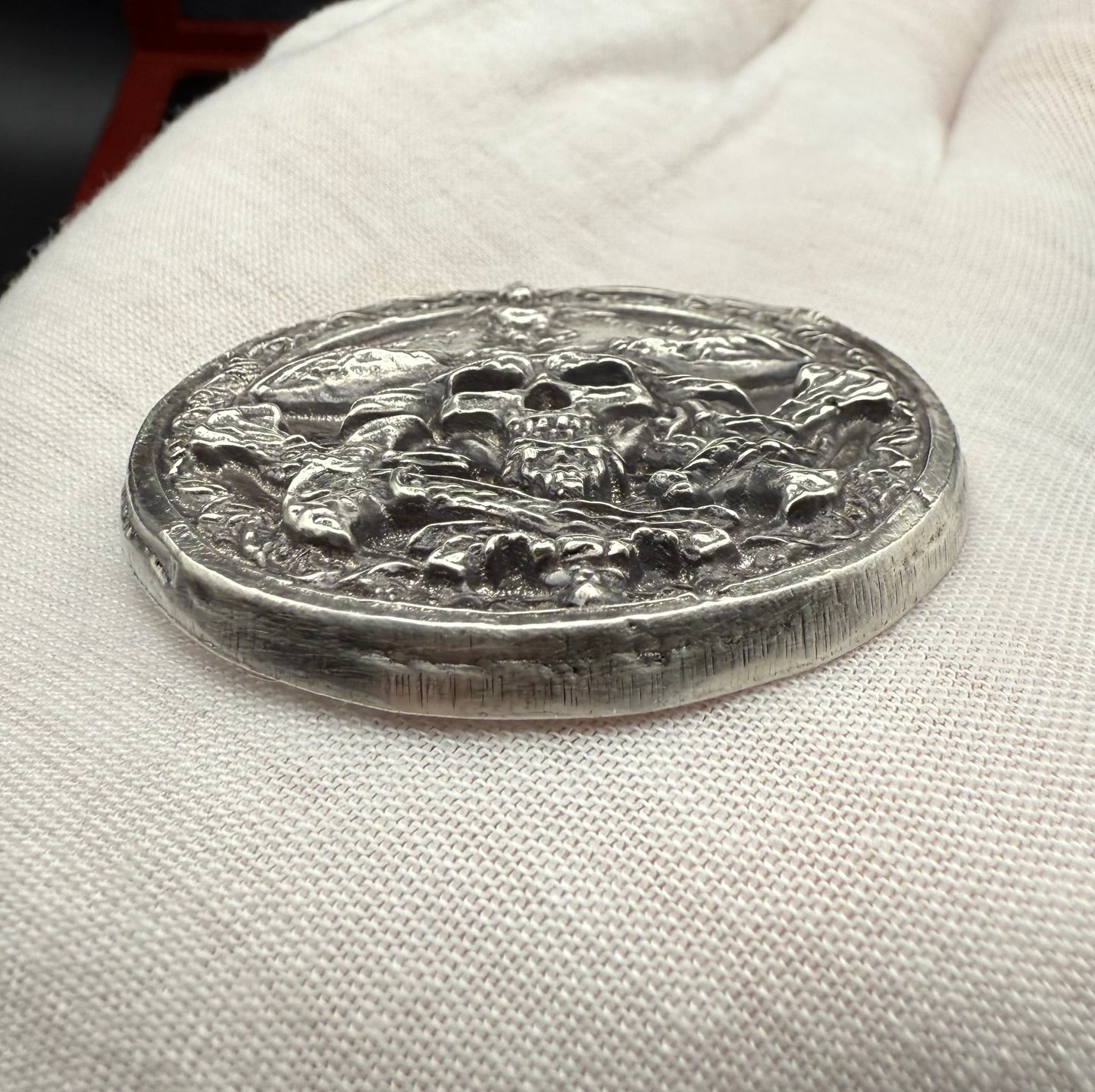 'The Jolly Roger Pirate' Hand Crafted 3.5 Troy Ounce .999 Fine Silver Round Pirate Captain Design Antique Finish Includes Wood Treasure Box, Capsule & COA Limited Edition (1 of 30)