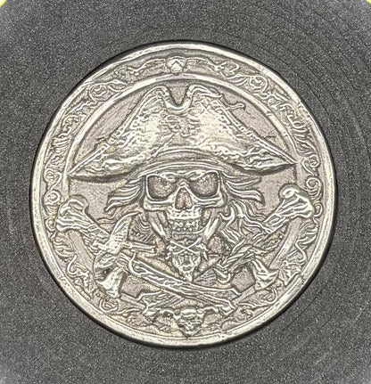 'The Jolly Roger Pirate' Hand Crafted 3.5 Troy Ounce .999 Fine Silver Round Pirate Captain Design Antique Finish Includes Wood Treasure Box, Capsule & COA Limited Edition (1 of 30)
