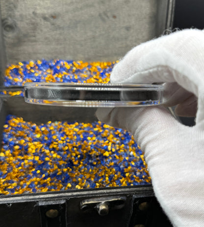 'Aztec Silver Doubloon' Pirate Treasure Hand Crafted by Peculiar Coins 1.5 Troy Ounce .999 Fine Silver Round 2 Piece Set Double Sided Skull Antique Finish Includes Wood Treasure Chest, Capsule & COA Mint Condition