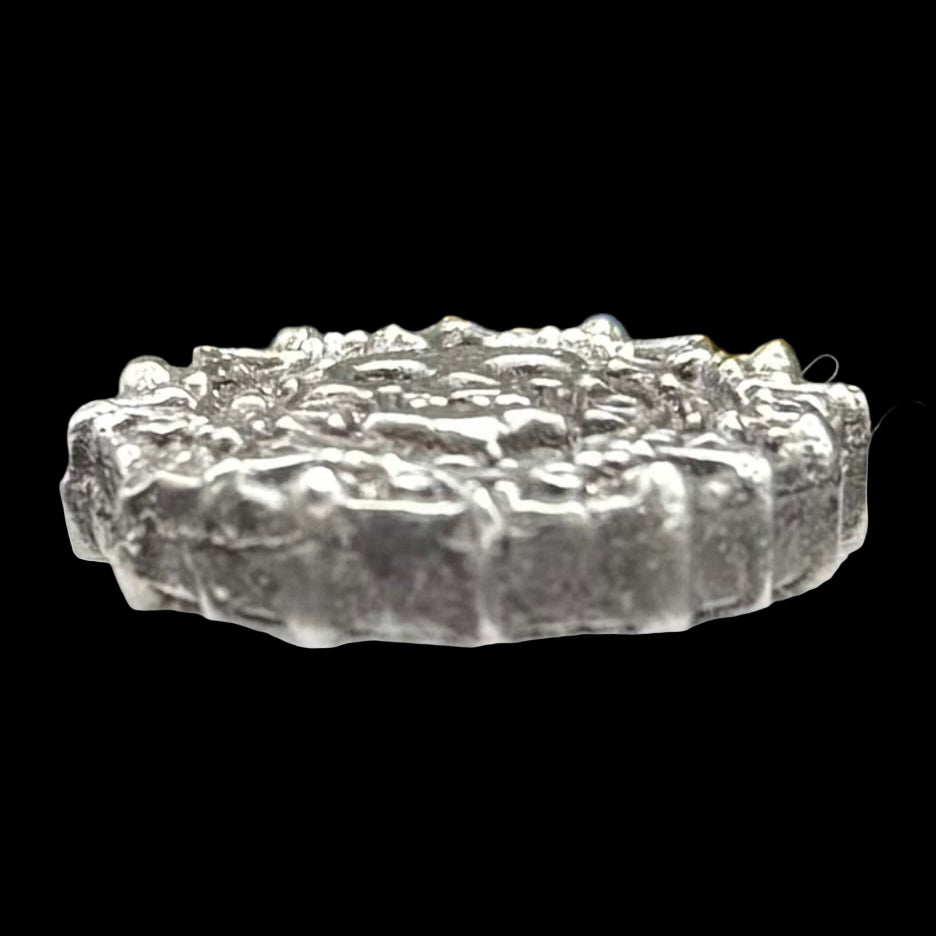 'Aztec Silver Doubloon' Pirate Treasure Hand Crafted by Peculiar Coins .5 Troy Ounce .999 Fine Silver Round Double Sided Skull Antique, Wood Treasure Chest, Capsule & COA Mint Condition