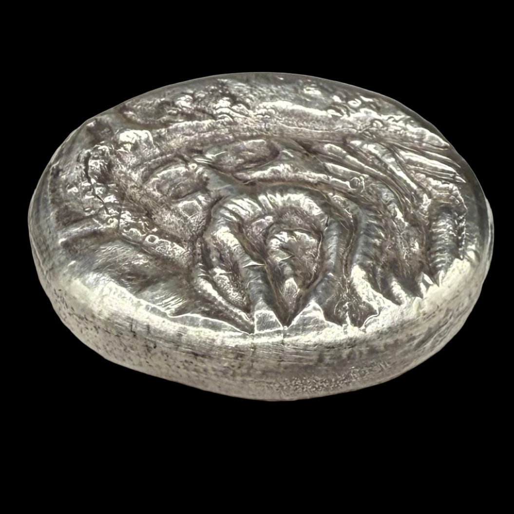 'Fishface Cursed Pirate Captain Jones' Hand Crafted 1.75 Troy Ounce .999 Fine Silver Round 3 Piece Set Antique Finish Includes Wood Treasure Chest, Capsule & COA Mint Condition Limited Edition 1 of  20