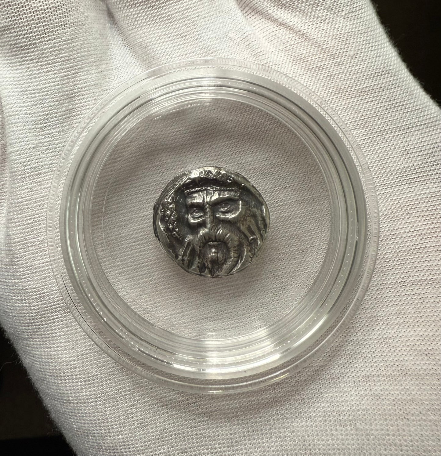 'Fishface Cursed Pirate Captain Jones' Hand Crafted 1.75 Troy Ounce .999 Fine Silver Round 3 Piece Set Antique Finish Includes Wood Treasure Chest, Capsule & COA Mint Condition Limited Edition 1 of  20