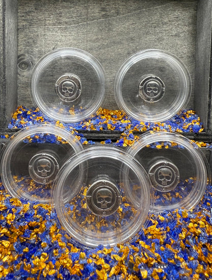 'Skull Compass Cob' Pirate Treasure Hand Crafted by CRTCO 1.25 Troy Ounce .999 Fine Silver Round 5 Piece Set Antique Finish Includes Wood Treasure Chest, Capsule & COA Mint Condition