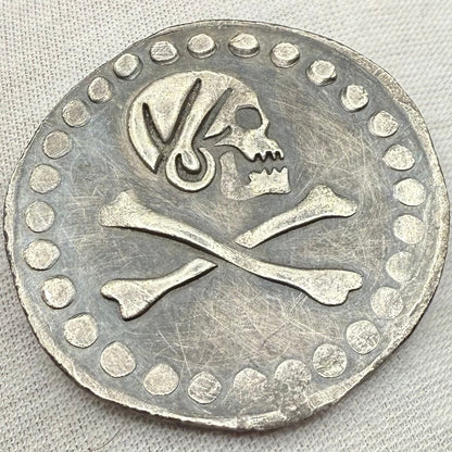 'Avery Pirate Coin' Pirate Treasure Hand Crafted by Peculiar Coins 27 Gram .999 Fine Silver Round Crusader's Cross Design Antique Finish Includes Wood Treasure Chest, Capsule & COA Mint Condition