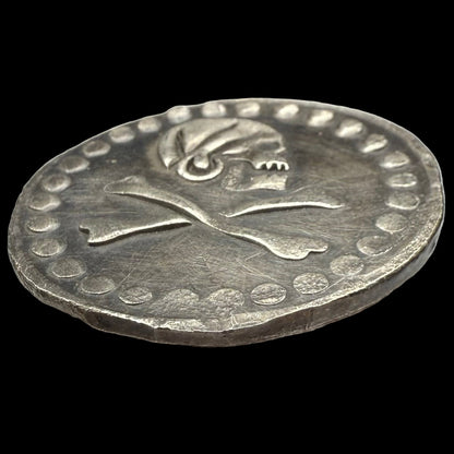 'Avery Pirate Coin' Pirate Treasure Hand Crafted by Peculiar Coins 27 Gram .999 Fine Silver Round Crusader's Cross Design Antique Finish Includes Wood Treasure Chest, Capsule & COA Mint Condition