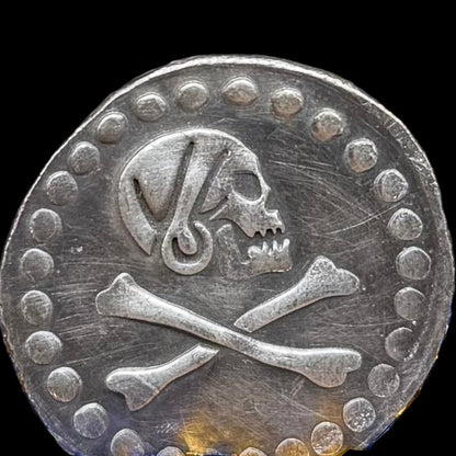 'Avery Pirate Coin' Pirate Treasure Hand Crafted by Peculiar Coins 27 Gram .999 Fine Silver Round Crusader's Cross Design Antique Finish Includes Wood Treasure Chest, Capsule & COA Mint Condition