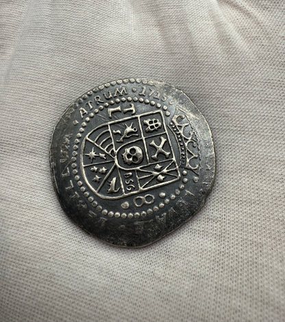 '1715 Spanish Silver' Pirate Treasure Hand Crafted by Peculiar Coins 27 Gram .999 Fine Silver Round Antique Finish Includes Wood Treasure Chest, Capsule & COA Mint Condition