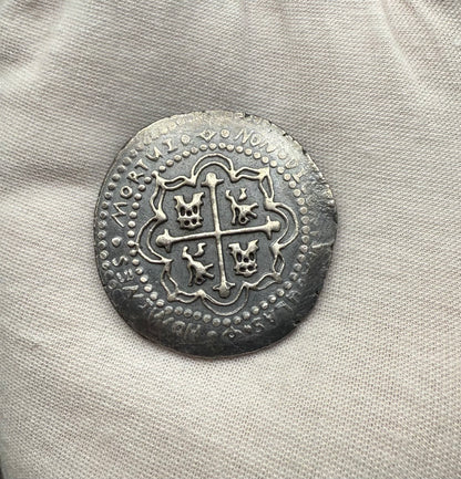 '1715 Spanish Silver' Pirate Treasure Hand Crafted by Peculiar Coins 27 Gram .999 Fine Silver Round Antique Finish Includes Wood Treasure Chest, Capsule & COA Mint Condition