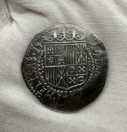 '1492 The Kraken' Pirate Treasure Hand Crafted by Peculiar Coins 27 Gram .999 Fine Silver Round Spanish Shield Design Antique Finish Includes Wood Treasure Chest, Capsule & COA Mint Condition