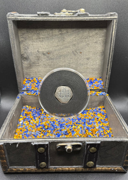 '1751 Spanish Cob' Pirate Treasure Hand Crafted by Peculiar Coins 27 Gram .999 Fine Silver Round Pillars & Waves Design Thick Clip Antique Finish Includes Wood Treasure Chest, Capsule & COA Mint Condition