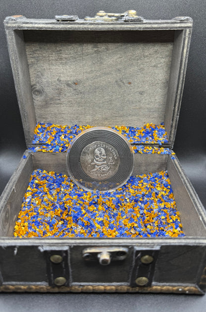 'Order of the Leviathan Treasure Cob' Hand Crafted by Peculiar Coins 27 Gram .999 Fine Silver Round Piece of Eight Antique Finish Includes Wood Treasure Chest, Capsule & COA Mint Condition