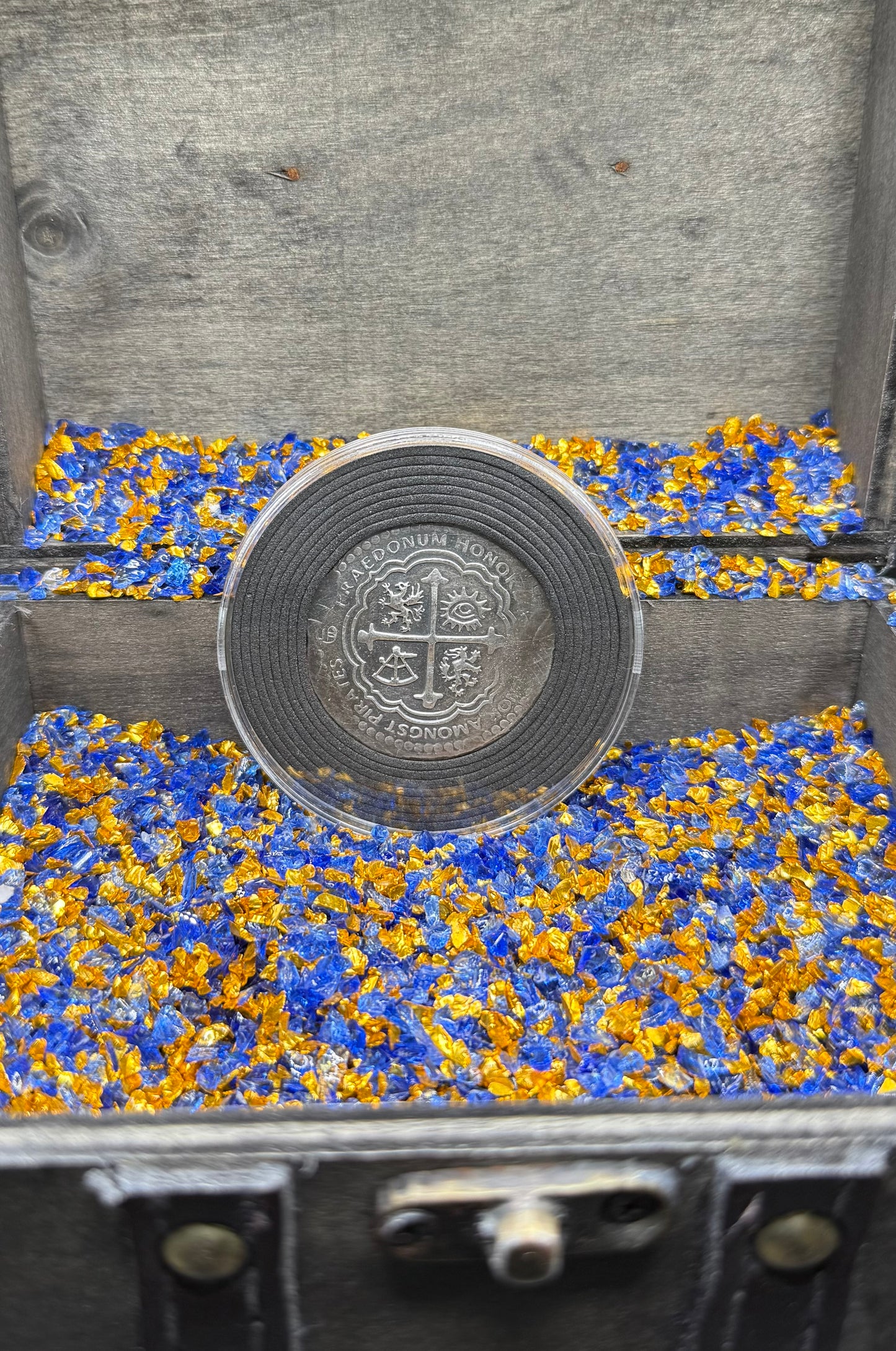 'Order of the Leviathan Treasure Cob' Hand Crafted by Peculiar Coins 27 Gram .999 Fine Silver Round Piece of Eight Antique Finish Includes Wood Treasure Chest, Capsule & COA Mint Condition