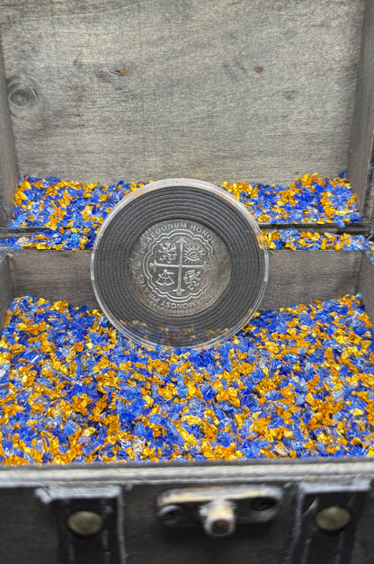 'Order of the Leviathan Treasure Cob' Hand Crafted by Peculiar Coins 27 Gram .999 Fine Silver Round Piece of Eight Antique Finish Includes Wood Treasure Chest, Capsule & COA Mint Condition