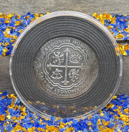 'Order of the Leviathan Treasure Cob' Hand Crafted by Peculiar Coins 27 Gram .999 Fine Silver Round Piece of Eight Antique Finish Includes Wood Treasure Chest, Capsule & COA Mint Condition