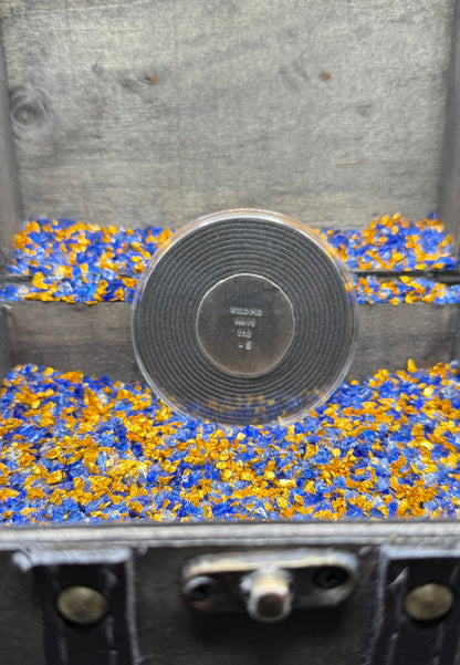 'Silver Skull Doubloon' Pirate Treasure Hand Crafted by Wild Pig Pours .5 Troy Ounce .999 Fine Silver Round Antique Finish Includes Wood Treasure Chest, Capsule & COA