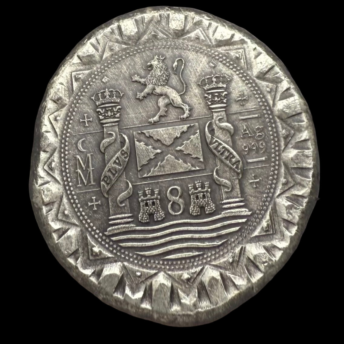 '1622 Atocha Shipwreck 400th Anniversary 8 Reales Silver Cob' Hand Crafted by Daniel Carr 24 Grams .999 Fine Silver Round Antique Finish Includes Wood Treasure Chest, Capsule & COA