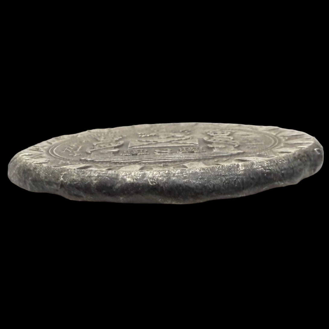 '1622 Atocha Shipwreck 400th Anniversary 8 Reales Silver Cob' Hand Crafted by Daniel Carr 24 Grams .999 Fine Silver Round Antique Finish Includes Wood Treasure Chest, Capsule & COA