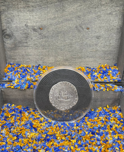 '1622 Atocha Shipwreck 400th Anniversary 8 Reales Silver Cob' Hand Crafted by Daniel Carr 24 Grams .999 Fine Silver Round Antique Finish Includes Wood Treasure Chest, Capsule & COA